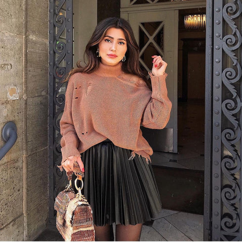 Draped Pleated Knitted Mini Skirts Women Winter Short Skirt - ROUTINE FASHION